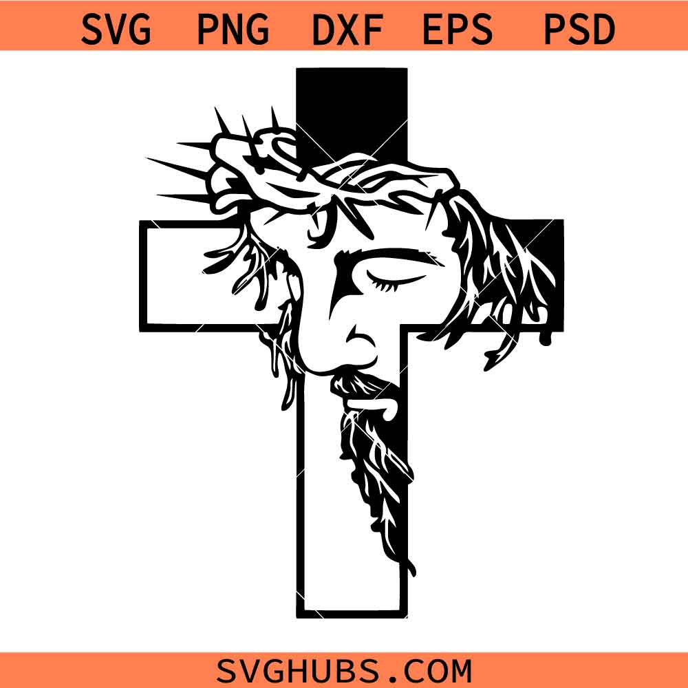 Jesus face in cross SVG, Jesus Cross SVG, Crucifixion SVG