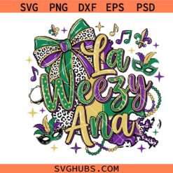 La Weezy Ana svg, Laweezyana png svg, Mardi Gras Coquette bow svg, White Leopard svg png