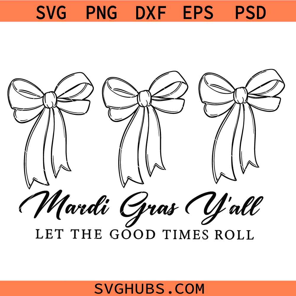 Mardi Gras Bow svg, Mardi Gras Coquette SVG, Mardi Gras svg, Fat Tuesday svg, Louisiana svg