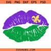 Mardi Gras Lips Svg Png, Fleur de Lis Svg Png, Distressed Kiss Svg Png