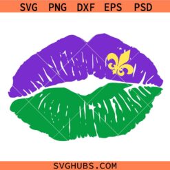 Mardi Gras Lips Svg Png, Fleur de Lis Svg Png, Distressed Kiss Svg Png