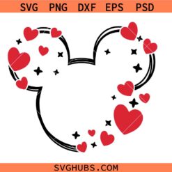 Mouse Frame Hearts Valentine Svg Png, Heart Castle Minnie Love Svg Png, Valentine Mouse Svg Png