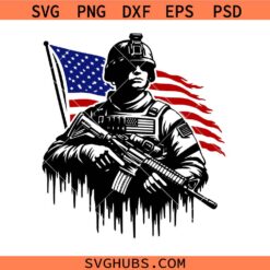 Patriotic Soldier SVG, American Flag svg, Fourth Of July svg, Militarysvg, Freedom svg