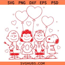 Peanuts snoopy dog valentine svg, Dog Heart Svg, Love Svg, Cartoon Valentine's Svg
