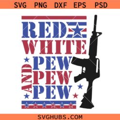 Red white and Pew Pew Pew Gun Svg Png, Pew Pew Svg Png