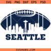 Seattle football Skyline SVG, NFL Football Skyline Design SVG, Seahawks-Inspired Football SVG