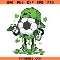 St Patricks Day Football Svg Png, Shamrock Irish Football Svg Png, Green Drip Football Svg Png