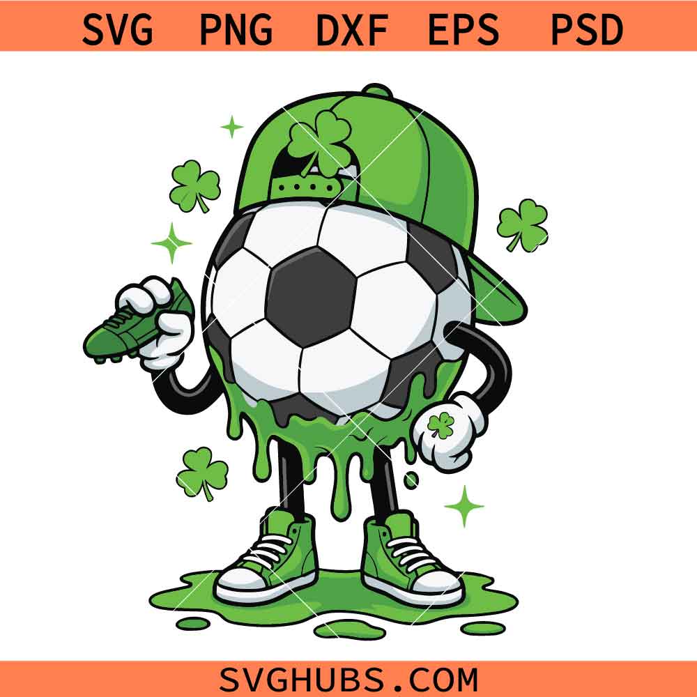 St Patricks Day Football Svg Png, Shamrock Irish Football Svg Png, Green Drip Football Svg Png
