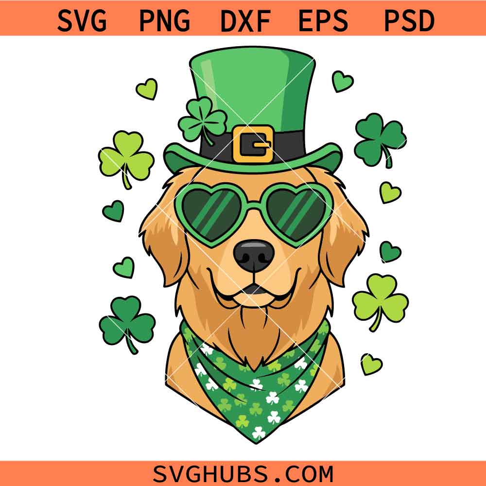 St Patricks Dog Svg Png, St Patricks Golden Retriever Svg Png, Dog St Patricks Png, St Patricks Day Svg Png