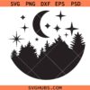 Starry Night Svg Png, Starry Forest Svg Png, Moon and stars Svg Png