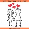 Valentine stick couple SVG, Valentine's Day Stick Figure Couple SVG, Stick figures Svg, Couple in love Svg