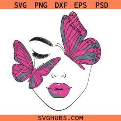 Woman face and butterflies modern fashion svg, woman svg, butterflies svg