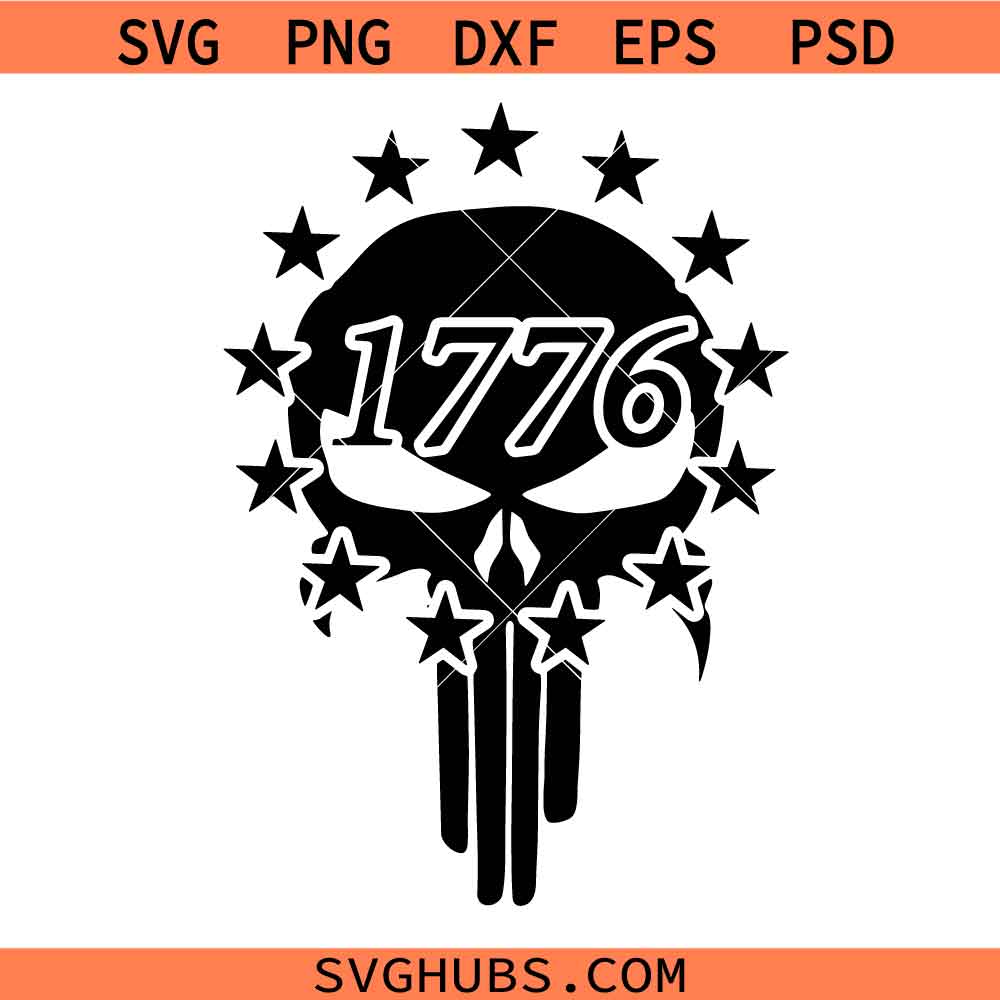 1776 Punisher Skull SVG, Second Amendment SVG, Right to Bear Arms SVG
