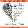 Angel Wings Heart Memorial Goodbye Saying Svg Png, Forever In Our Hearts Svg Png, In Loving Memory Svg Png