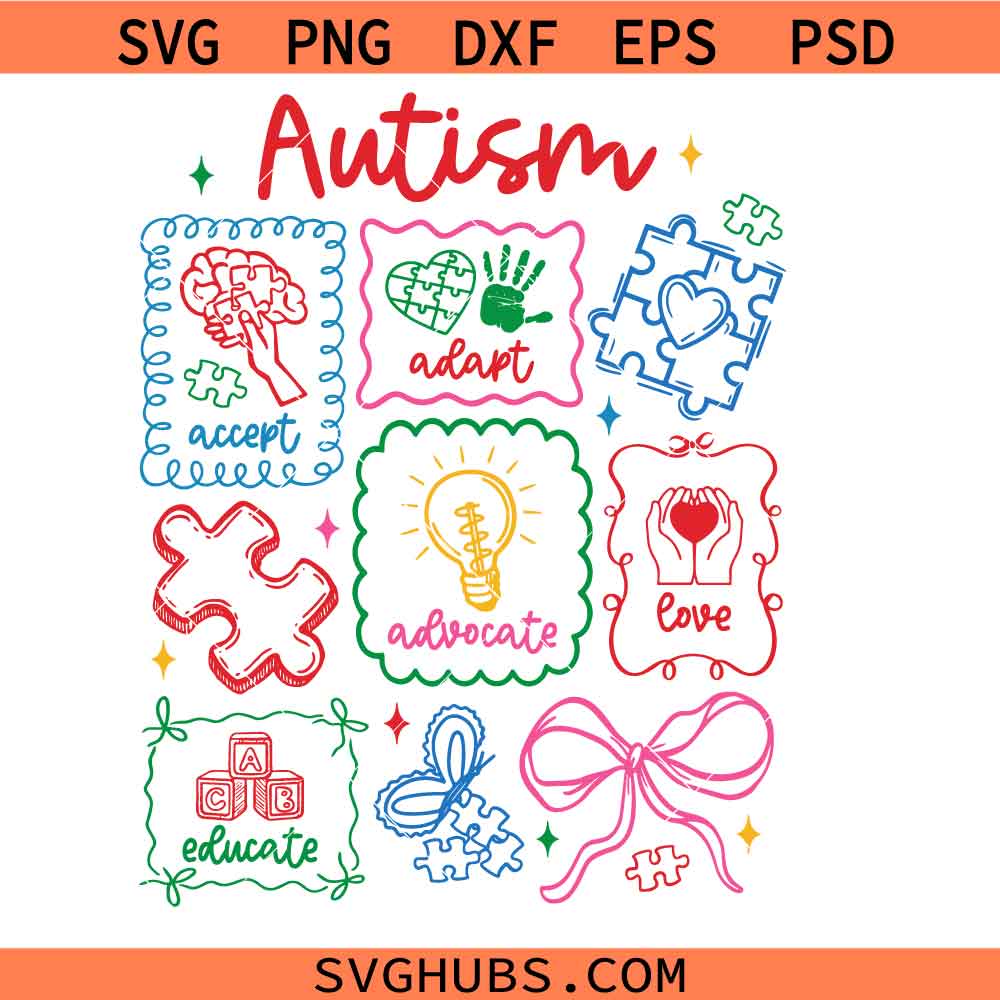 Autism Awareness Coquette Svg Png, Neurodiversity Advocate Svg Png, Special Education Svg Png