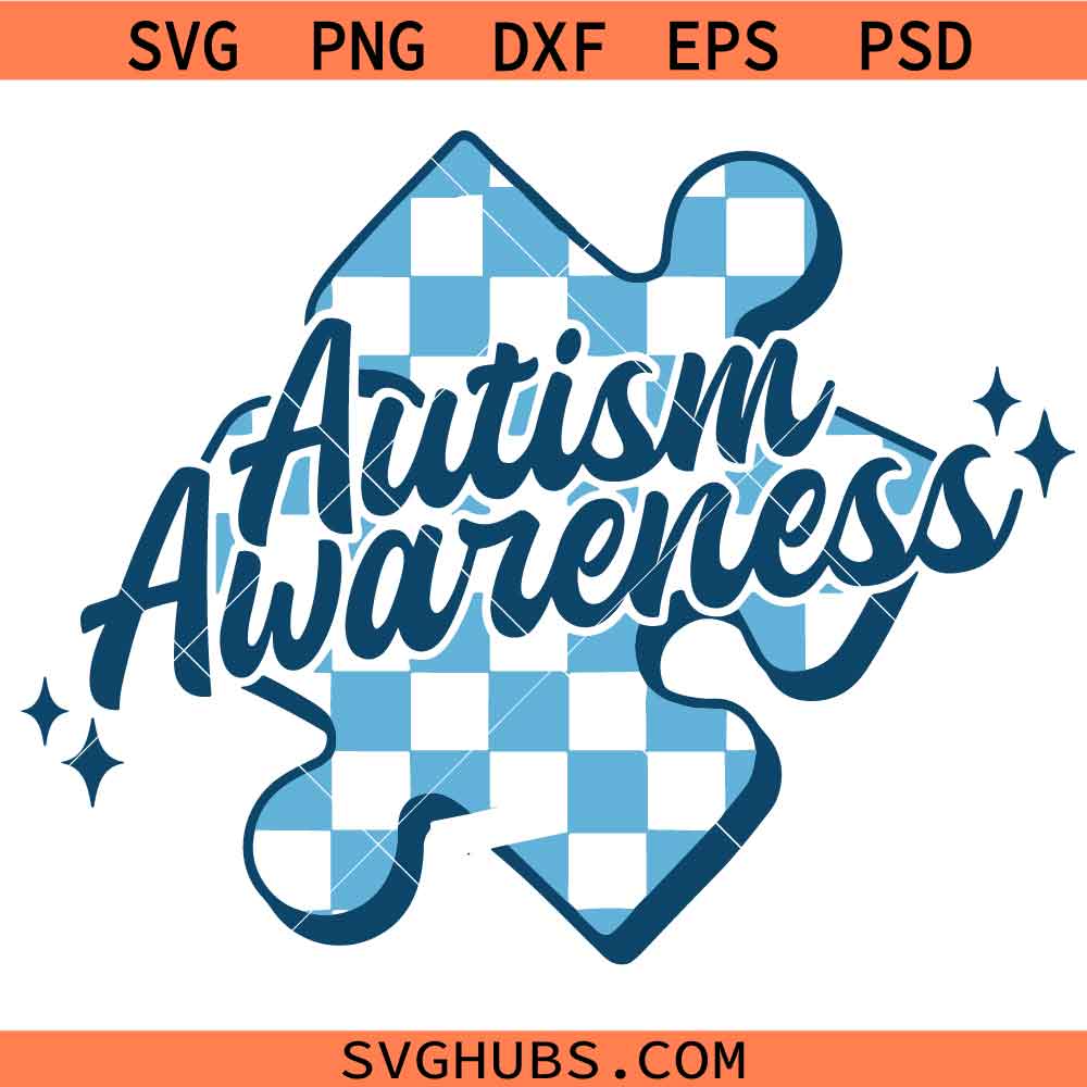 Autism Awareness Checkered puzzle SVG , Autism Month SVG