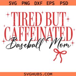 Tired But Caffeinated Trendy Baseball svg, Baseball Mom svg png, Tired Baseball Mom Club svg
