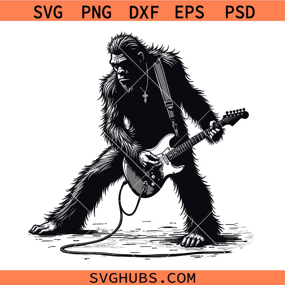 Bigfoot Guitarist Svg Png, Music Lover Svg Png, Bigfoot Dad Guitarist Svg Png, Guitar Svg Png
