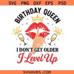 Birthday Queen Level Up Svg Png, Birthday Queen I Don't Get Older I Level Up Svg Png, Red Birthday Queen Svg Png