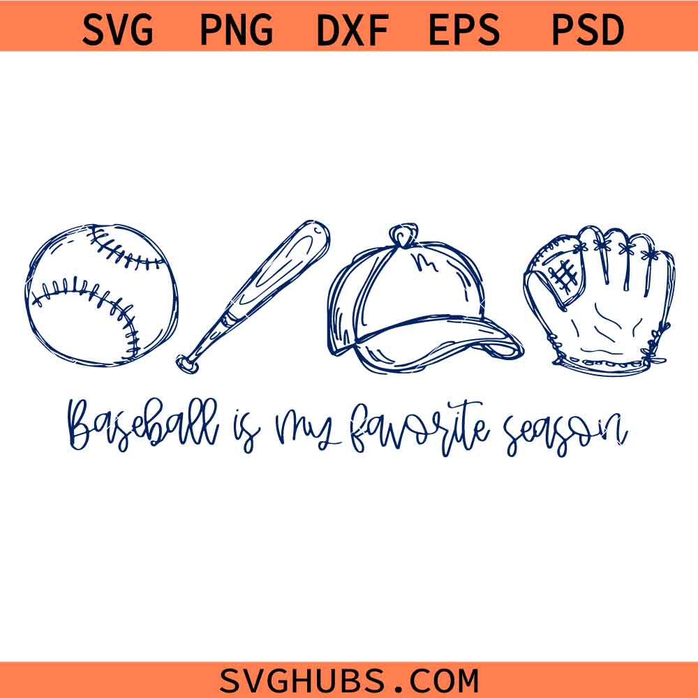 Baseball Is My Favorite Season svg Png, Blue Baseball Line Art svg, Minimalist Baseball svg, Tired Baseball Mom Club svg