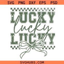 Lucky St.Patricks Day Coquette PNG SVG, Checkered Lucky St Patrick's Day Coquette svg , Lucky clover Svg
