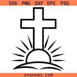 Christian Sunrise Cross SVG PNG, He is Risen Line Art SVG PNG, Cross SVG PNG, Christian Line Art SVG PNG
