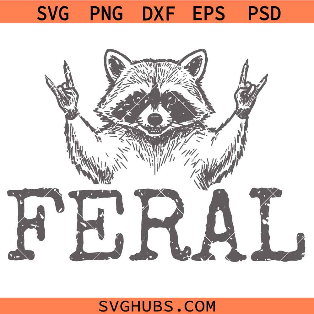 Distressed Feral Raccoon SVG, Sarcastic raccoon Svg, Rock On Trash SVG