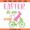 Easter is on its Way Bunny Riding Bike Svg Png, Happy Easter Svg Png, Rabbit Svg Png
