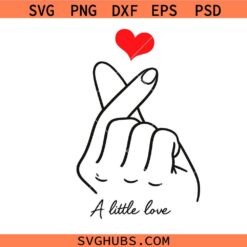 Finger Heart svg, Minimalist Love svg, A Little Love Quote svg