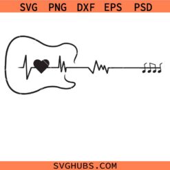Guitar Heart Beat Svg Png, Guitar Beat Music Svg Png, Acoustic Guitar Svg Png, Guitar Note Svg Png