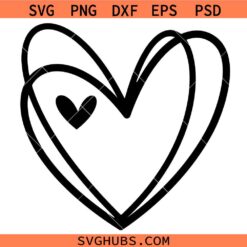 Hand Drawn Heart SVG, Valentine Day Heart Svg, Heart Shape Svg, Doodle Heart Svg