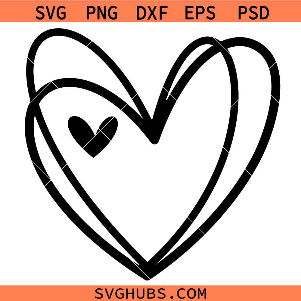 Hand Drawn Heart SVG, Valentine Day Heart Svg, Heart Shape Svg, Doodle Heart Svg