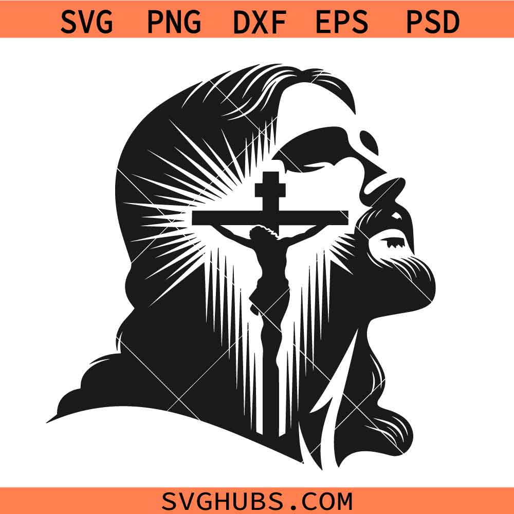 Jesus face svg, Easter svg, Crucify svg , Cross svg