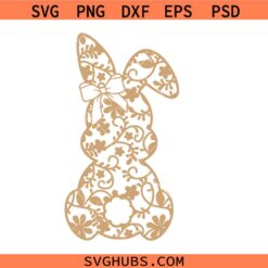 Lace Bunny Coquette Bow Svg Png, Easter Bunny Bow Svg Png, Easter Svg Png, Girly Lace Bunny Svg Png