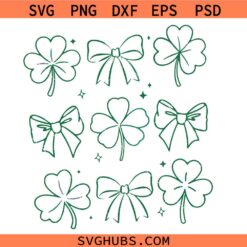 Lucky bow SVG PNG, Shamrock clover SVG PNG, ST Patrick’s day SVG PNG