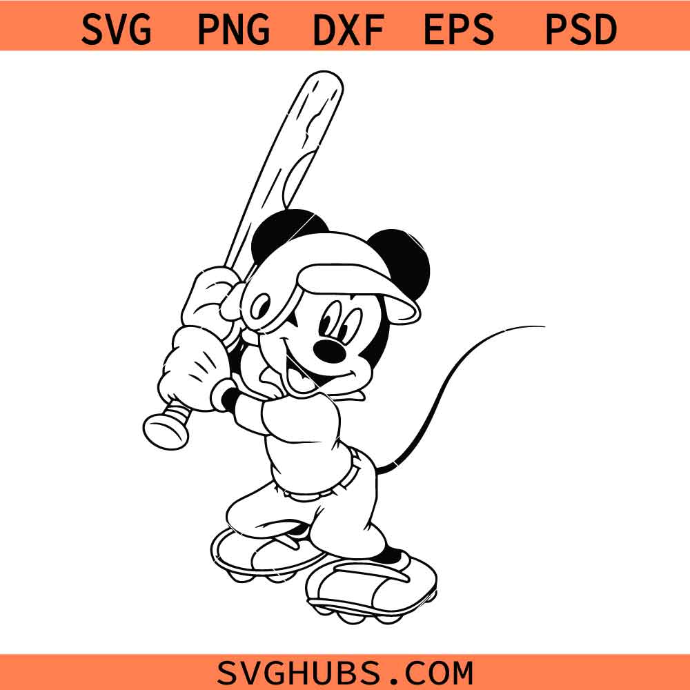 Mickey Mouse Baseball Svg Png, Softball Mickey Svg, Baseball Mouse Svg