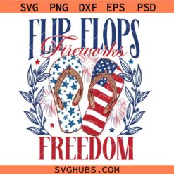 Patriotic Flip Flops svg, Fireworks Freedom 4th of July svg, Independence Day USA Flag Summer Svg