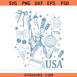 Retro America Coquette SVG PNG, Preppy 4th Of July SVG PNG, Girly Memorial Day SVG PNG, Independence Day SVG PNG