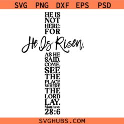 He is not here for he is risen SVG PNG, He is risen SVG PNG, Easter SVG PNG, Christian life SVG PNG