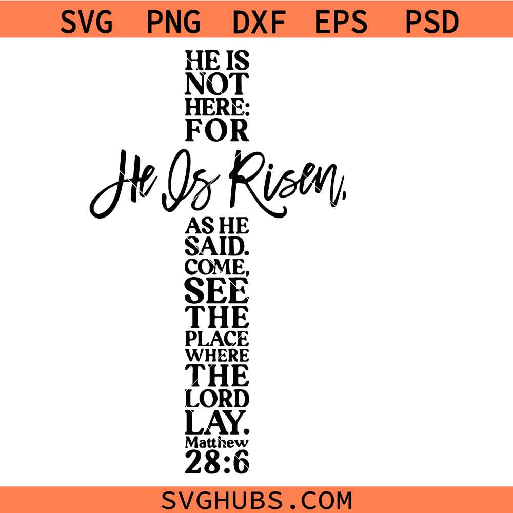 He is not here for he is risen SVG PNG, He is risen SVG PNG, Easter SVG PNG, Christian life SVG PNG