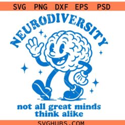 Neurodiversity We All Think Differently SVG PNG, Autism Awareness SVG PNG, Brain SVG PNG