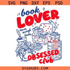 Book Lover Obsessed Club svg, Book lover coquette SVG PNG, Bookish Club lover svg