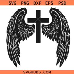 Cross with Wings Svg Png, Angel Wings Svg Png, Christian Cross Svg Png, Memorial Wings Svg Png