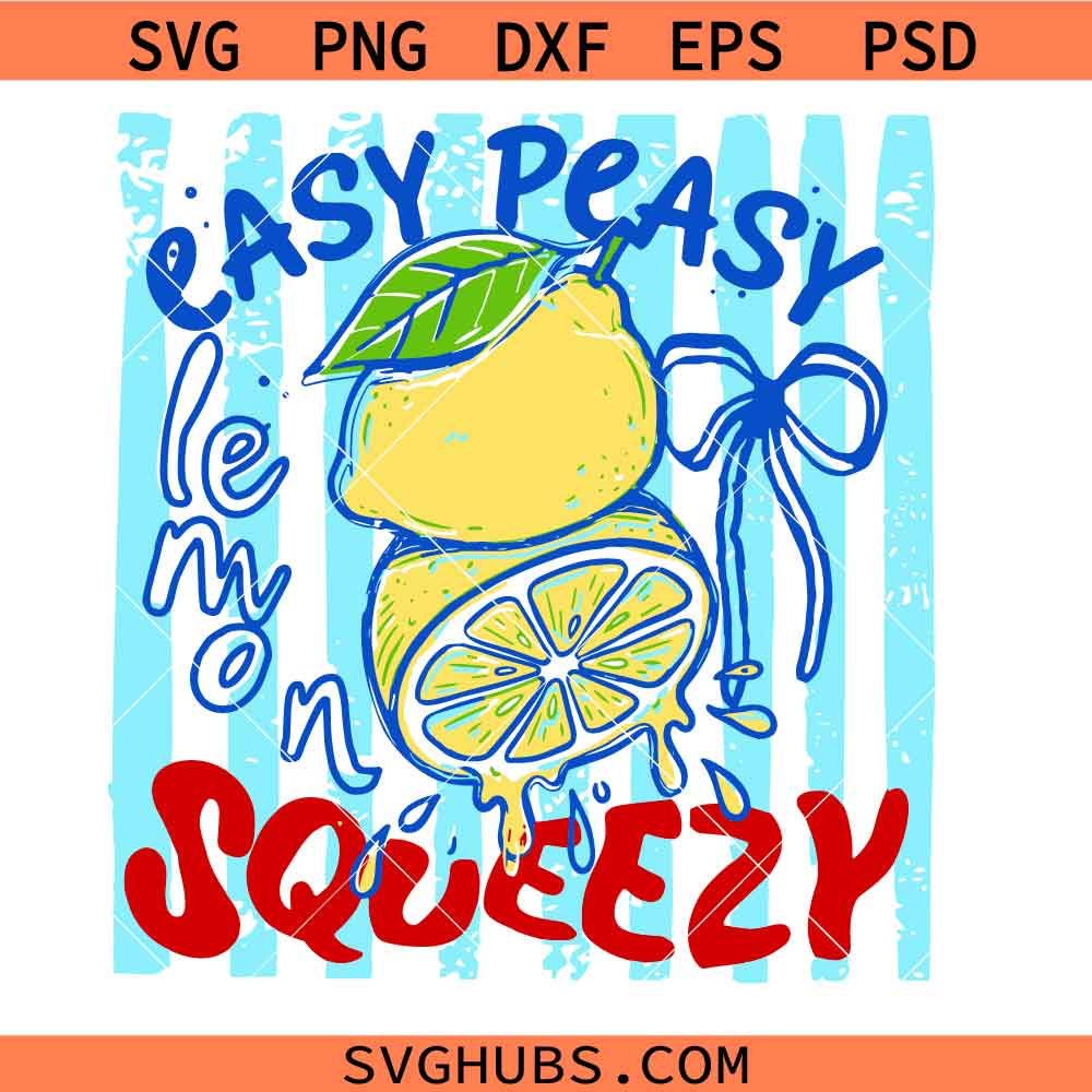 Easy Peasy Lemon svg, design svg, Summer Preppy svg, Summer Lemon svg