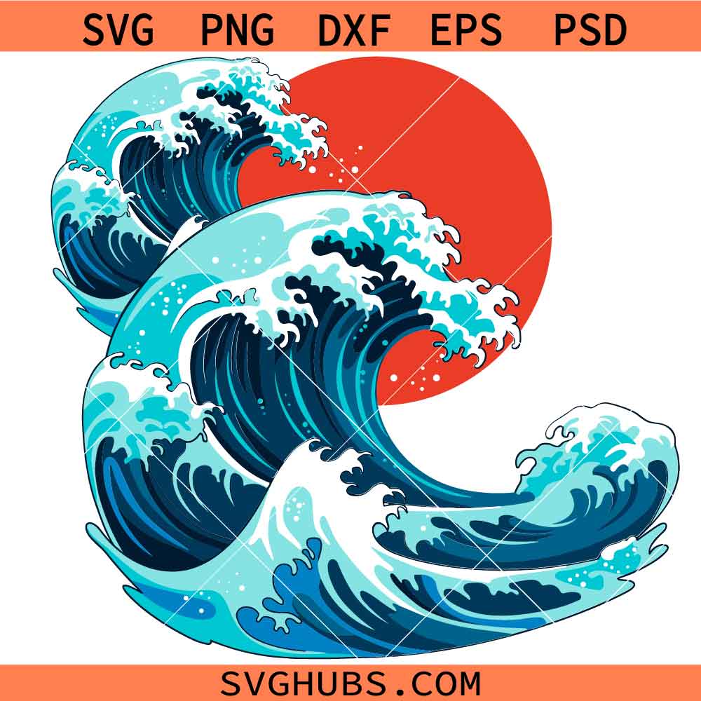 Great wave off Kanagawa Svg Png, Japanese Ocean Waves Svg Png, Hokusai Japanese Giclée Print Svg Png