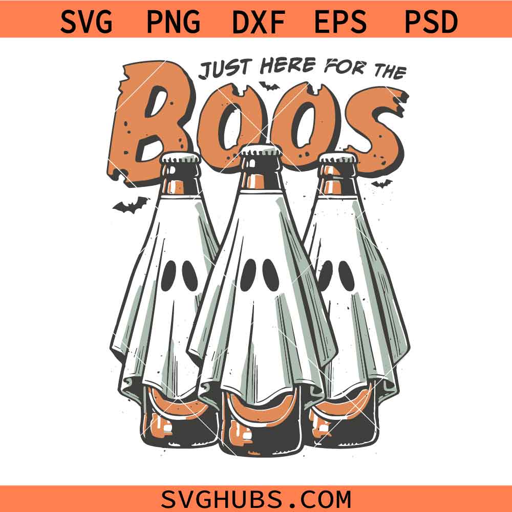 Halloween Ghost Beer SVG, I'm Here For The Boos svg, Halloween svg, Retro Halloween Boys svg