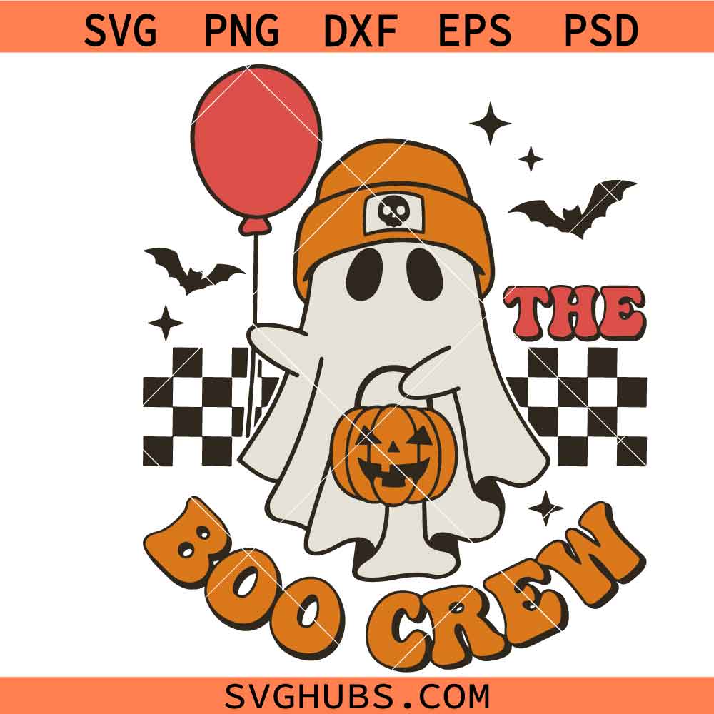 Halloween SVG PNG, The Boo Crew SVG, Ghost Png svg, Retro Halloween Boys svg