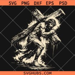 Jesus Carrying Cross SVG, The Crucifix Vector SVG, Jesus Christ SVG
