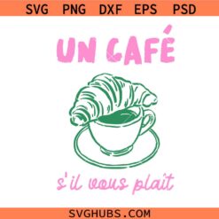 Coffee Croissant Trendy Hand Drawn Illustration SVG, La Croissant SVG PNG