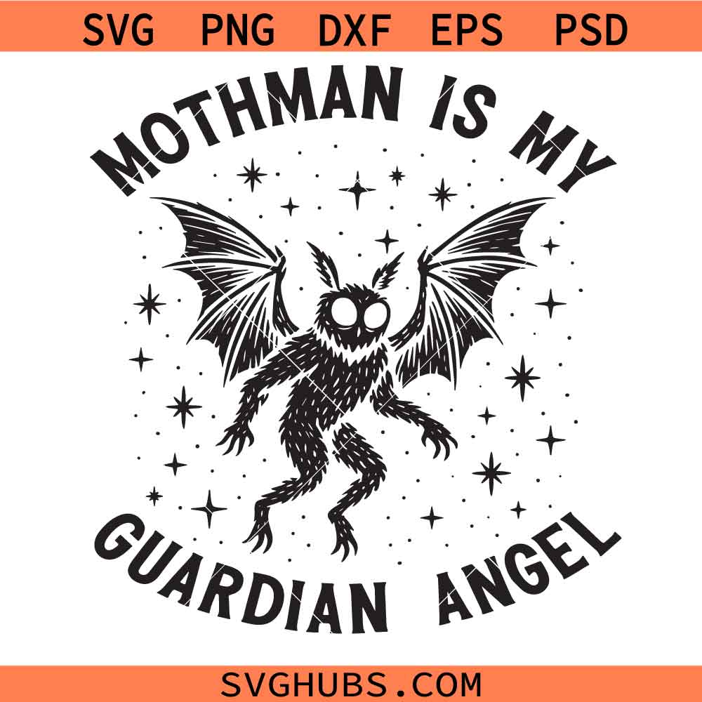 Mothman is my Guardian Angel Svg Png, Paranormal Humor Svg Png, Cryptid Weird Svg Png